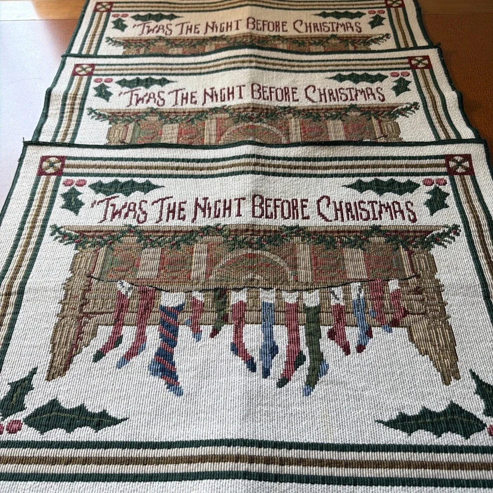 Vintage Set Of 3 'Twas The Night Before Christmas Tapestry Placemats 17